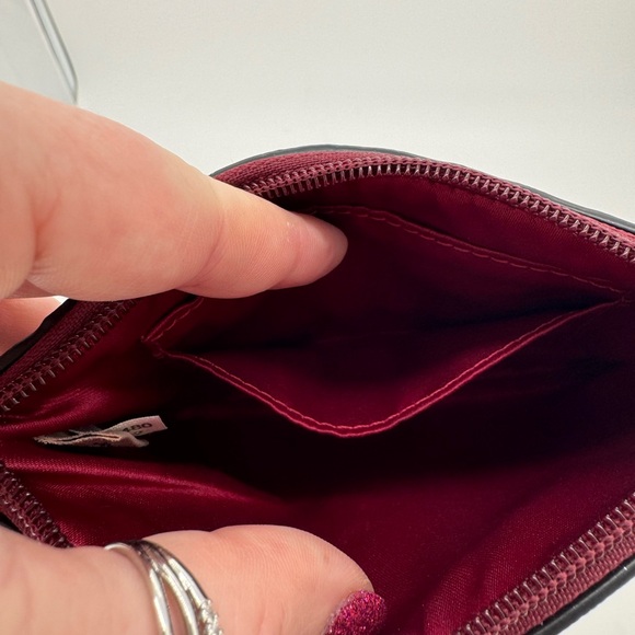 Coach New York Plaid Wristlet Clutch Pouch Burgundy Leather Strap - Picture 4 of 7